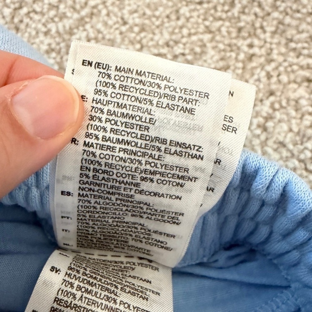 Adidas Mens Essentials French Terry Tapered Cuff Joggers Light Blue XL IN6075 - Picture 7 of 10